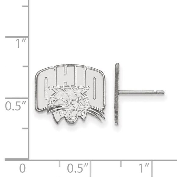 14k White Gold Ohio University Small Post Earrings